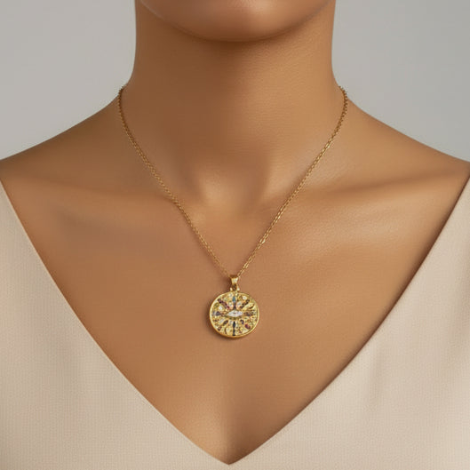 Athena Evil Eye Medallion Necklace