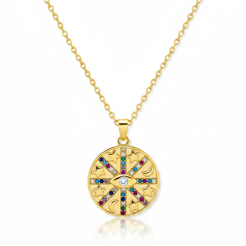 Athena Evil Eye Medallion Necklace