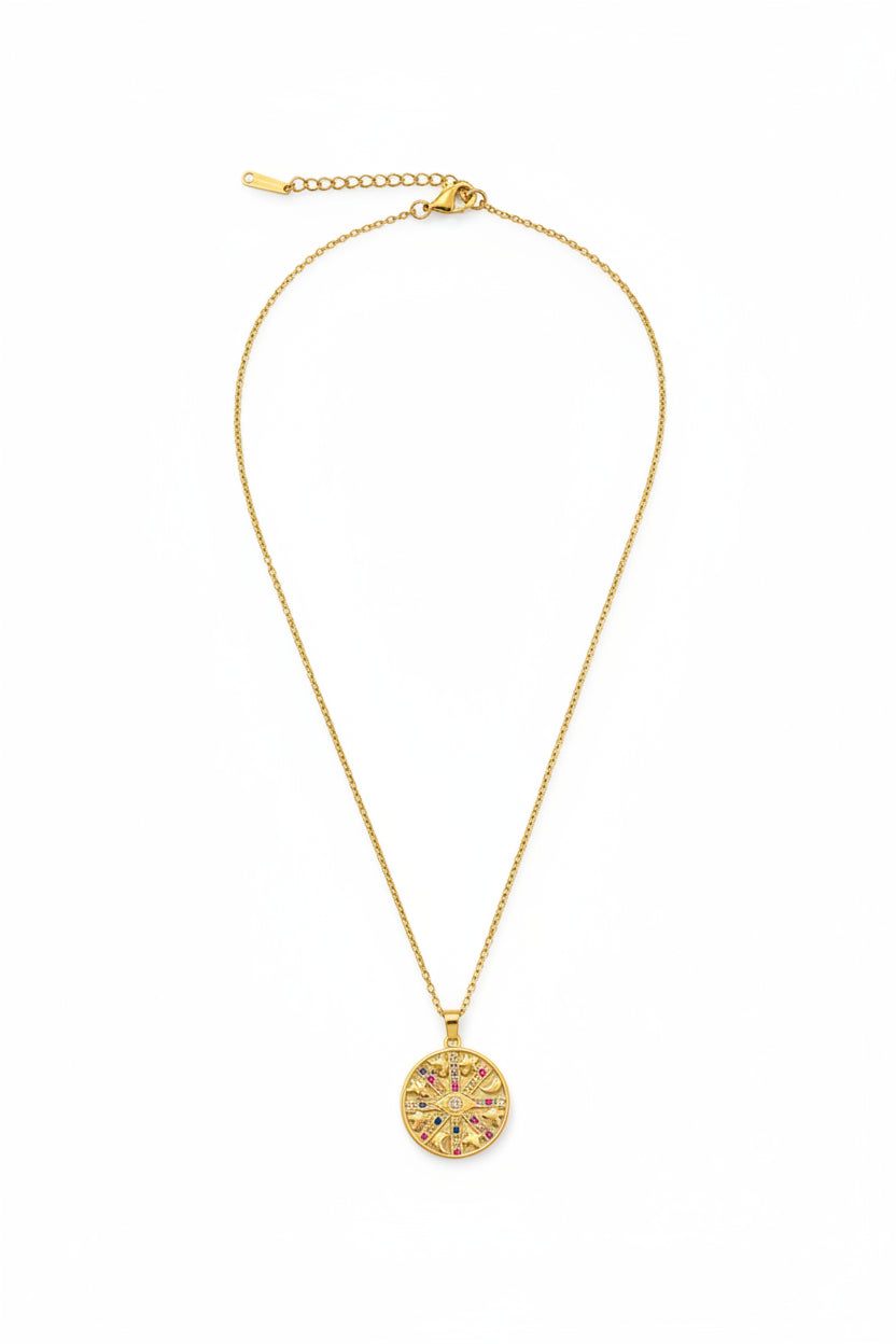 Athena Evil Eye Medallion Necklace