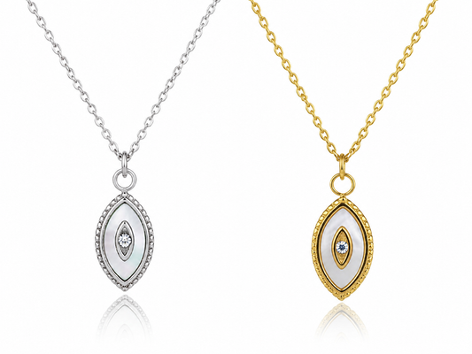 Mother of Pearl Evil Eye Necklace