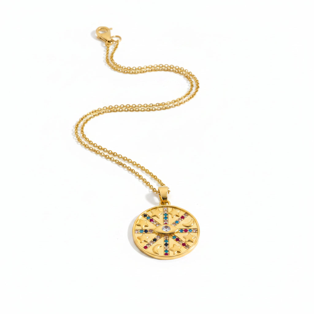 Athena Evil Eye Medallion Necklace