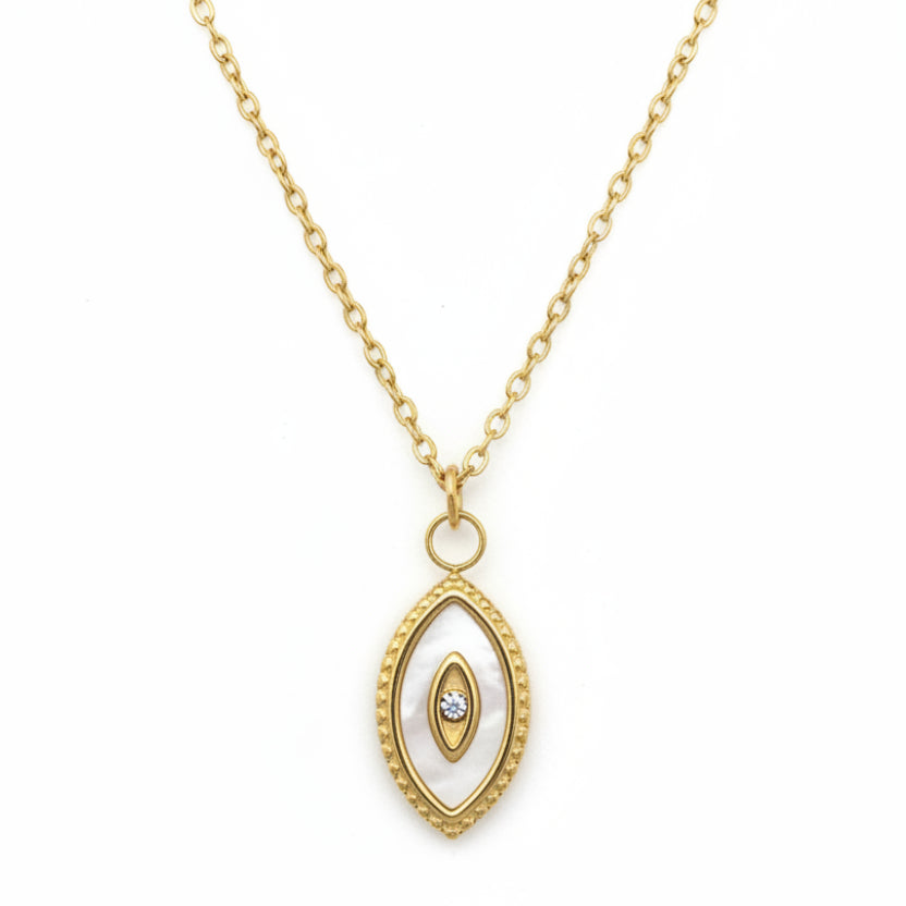 Mother of Pearl Evil Eye Necklace