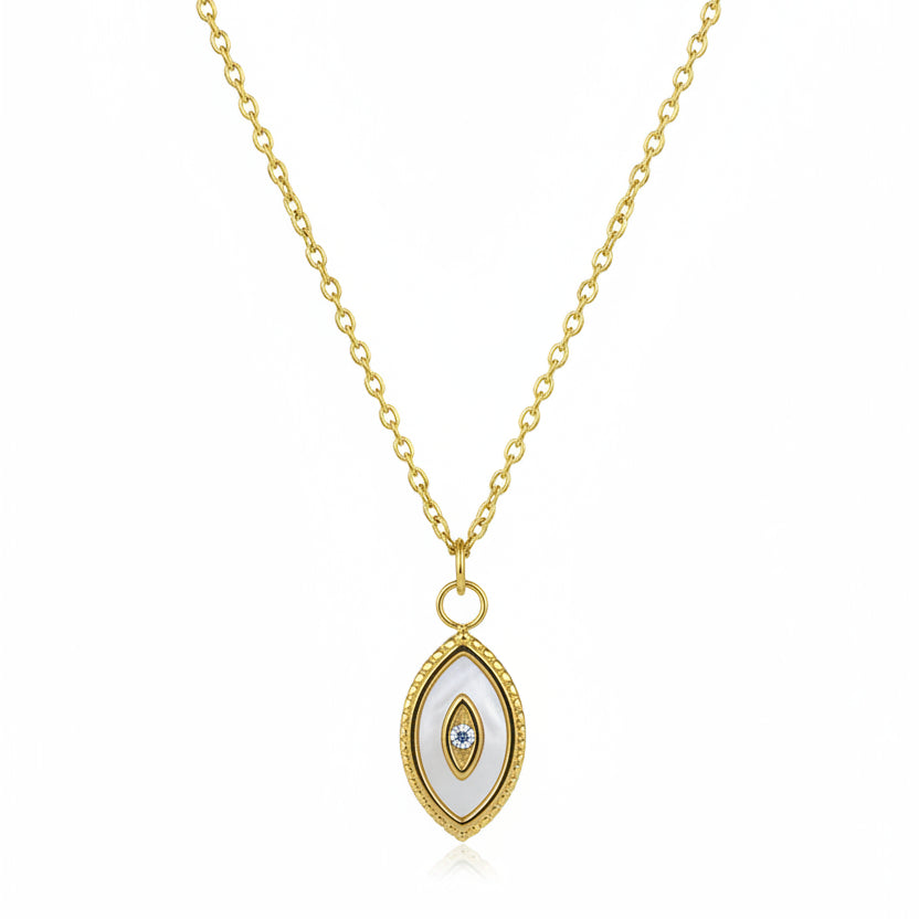 Mother of Pearl Evil Eye Necklace