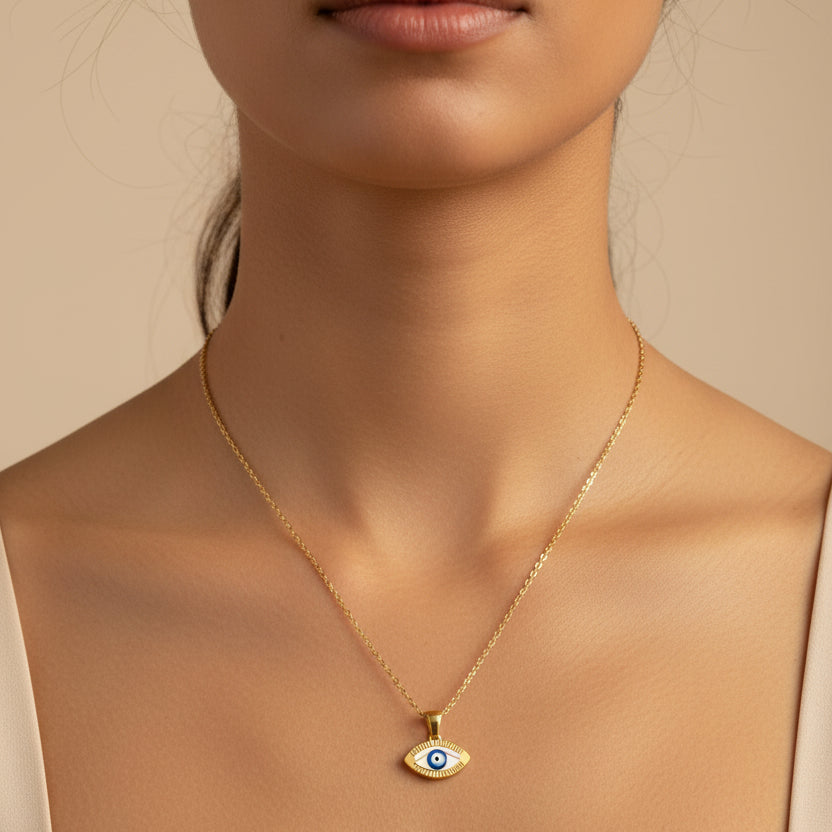 Dalia White Evil Eye Necklace