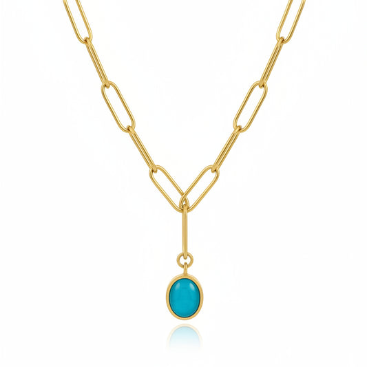 Hailey Blue Cat Eye Necklace