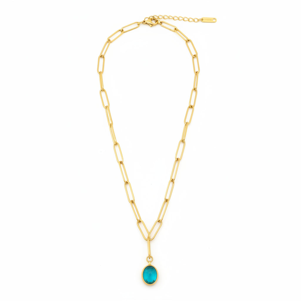 Hailey Blue Cat Eye Necklace
