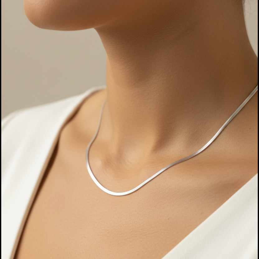 Skyler Silver Flat Snake Necklace
