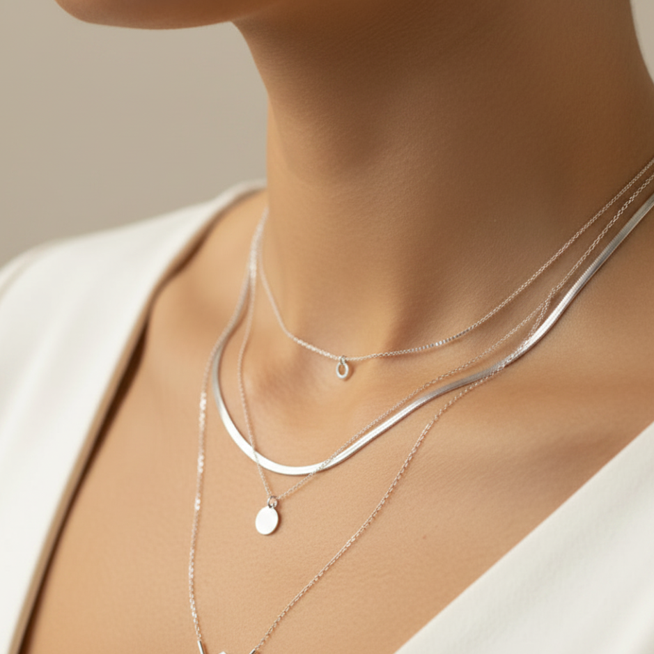 Skyler Silver Flat Snake Necklace