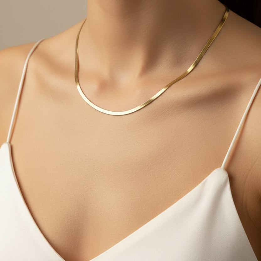 Skyler Gold Flat Snake Necklace
