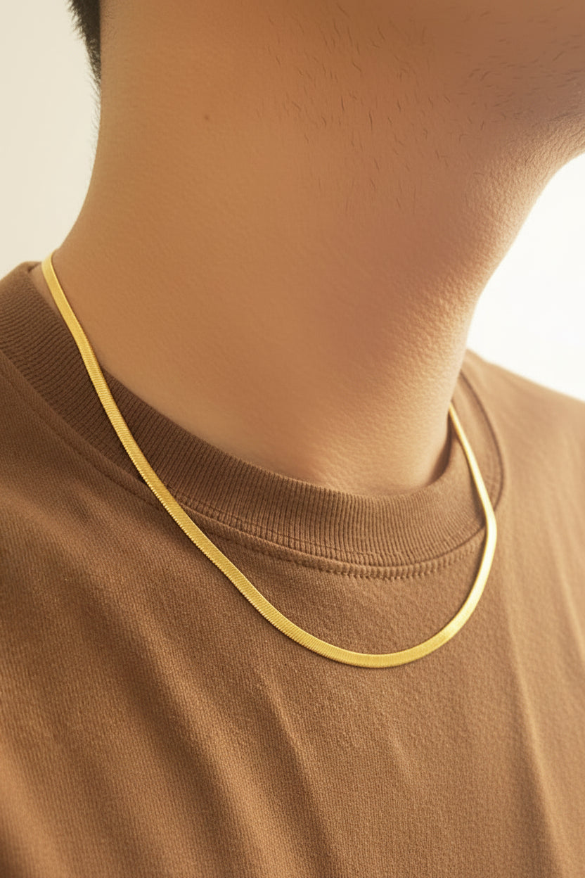 Skyler Gold Flat Snake Necklace